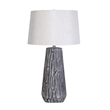 Textured Elegance Ceramic Table Lamp - Grey - Set of 2 - Metal