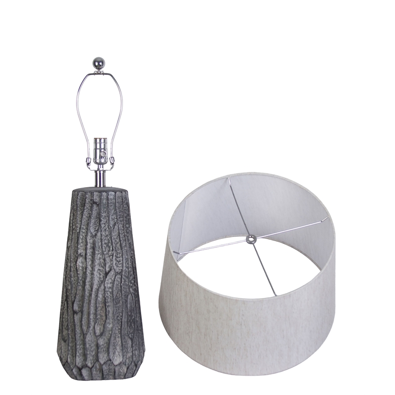 Textured Elegance Ceramic Table Lamp - Grey - Set of 2 - Metal