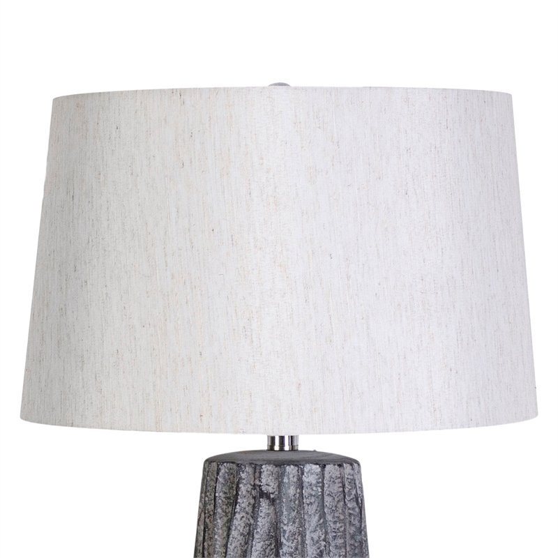 Textured Elegance Ceramic Table Lamp - Grey - Set of 2 - Metal