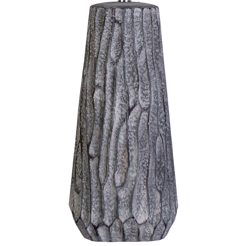 Textured Elegance Ceramic Table Lamp - Grey - Set of 2 - Metal