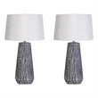 Textured Elegance Ceramic Table Lamp - Grey - Set of 2 - Metal
