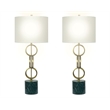 Marble Harmony Metal Table Lamp - Green Marble Base - Matte Gold Bronze
