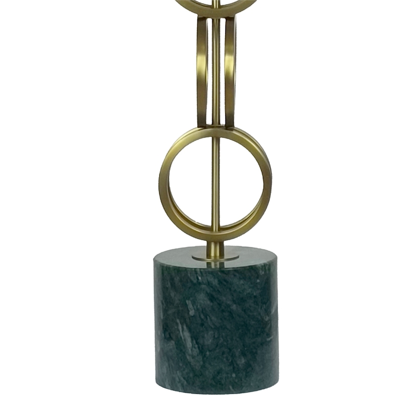 Marble Harmony Metal Table Lamp - Green Marble Base - Matte Gold Bronze