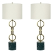 Marble Harmony Metal Table Lamp - Green Marble Base - Matte Gold Bronze