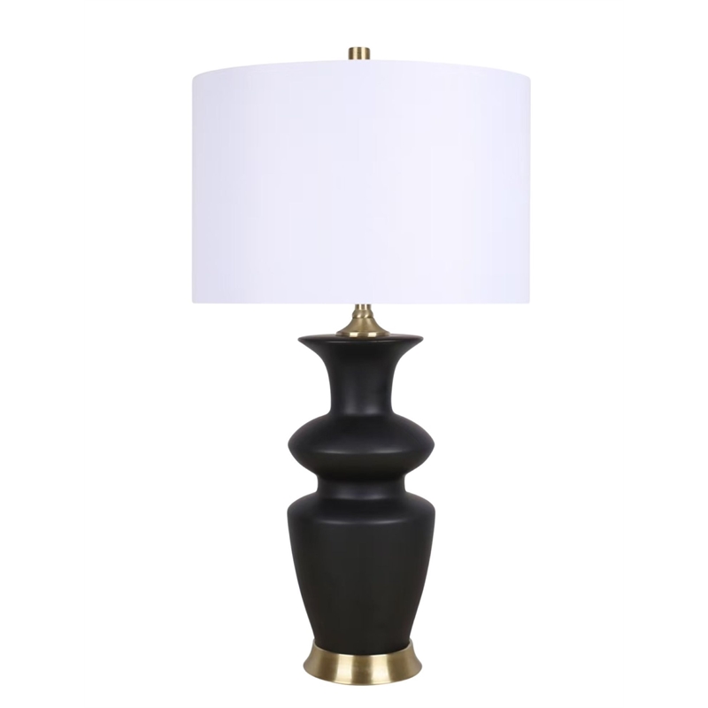 Elegance Radiance Ceramic Table Lamp - Black & Soft Gold - Metal