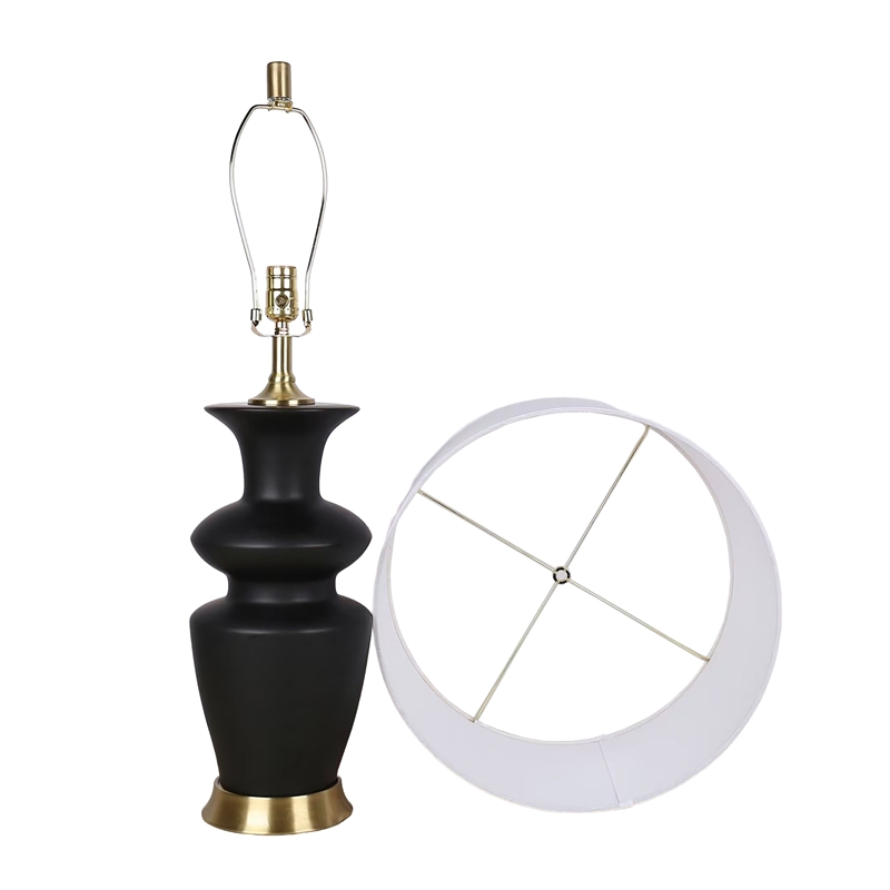 Elegance Radiance Ceramic Table Lamp - Black & Soft Gold - Metal