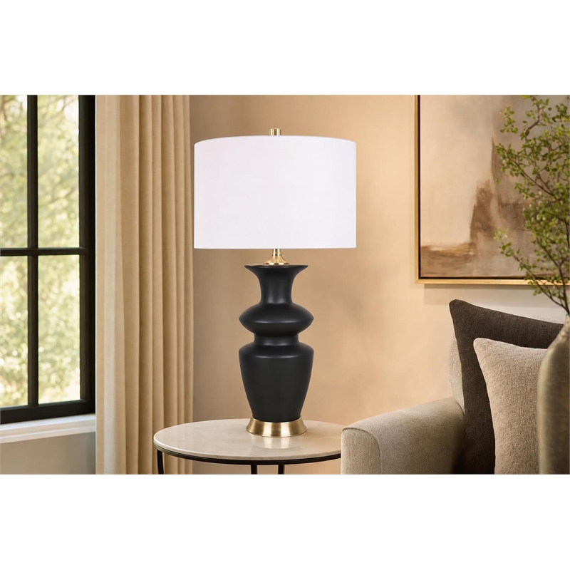 Elegance Radiance Ceramic Table Lamp - Black & Soft Gold - Metal