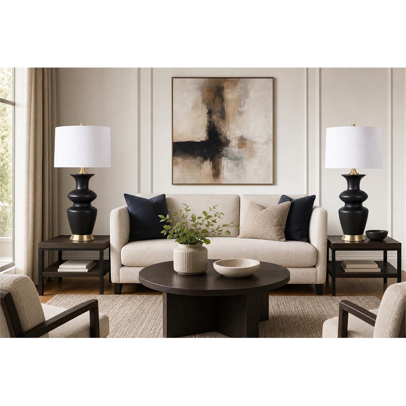 Elegance Radiance Ceramic Table Lamp - Black & Soft Gold - Metal