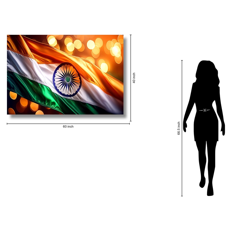 Indian Flag Frameless Tempered Glass Wall Art - 60