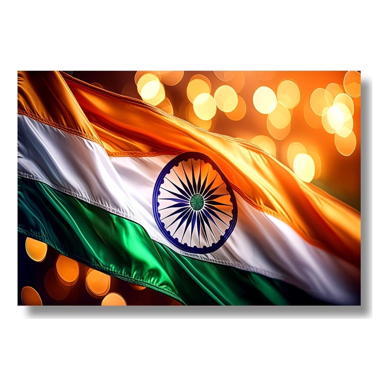 Indian Flag Frameless Tempered Glass Wall Art - 60