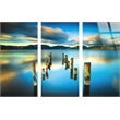 Serene Reflection Frameless Tempered Glass w/ Foil Triptych - Multicolor