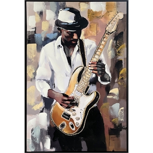 Midnight Riff I - 36&quot x 24&quot - Hand-Embellished Canvas in Frame - Black