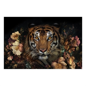 Floral Tiger Frameless Tempered Glass Wall Art - 60&quot x 40&quot - Multicolor