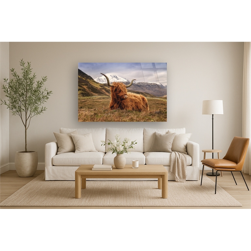 Highland Cow Frameless Tempered Glass Wall Art - 60