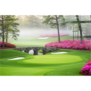 Misty Fairway Bridge - 40&quot x 60&quot - Tempered Glass - Green - Traditional