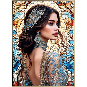 Jeweled Reverie I - 28&quot x 20&quot - Gloss Canvas in Frame - Blue