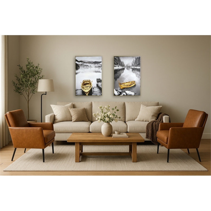 Golden Serenity Reflections Canvas Wall Art - 32