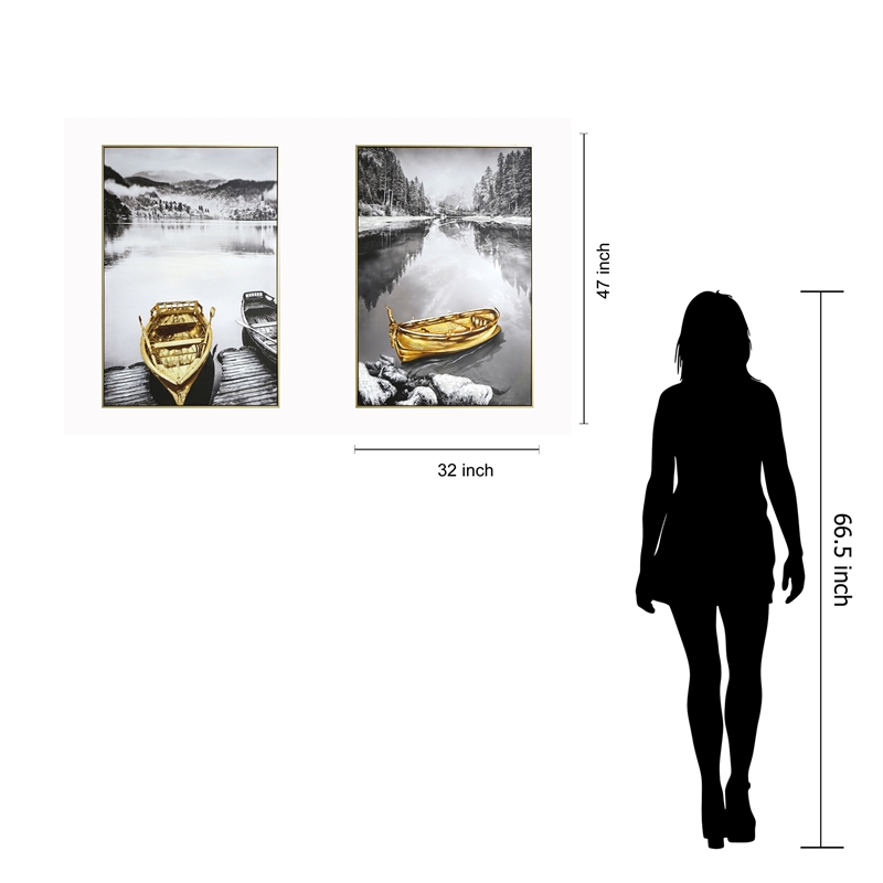 Golden Serenity Reflections Canvas Wall Art - 32