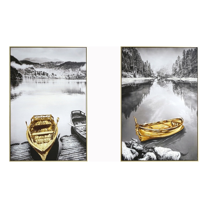 Golden Serenity Reflections Canvas Wall Art - 32