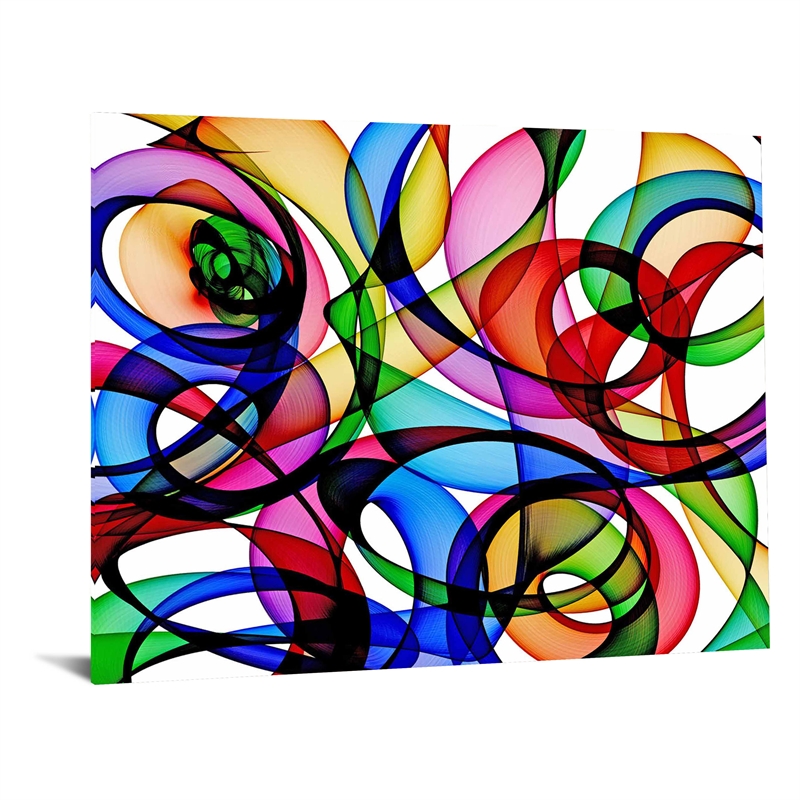 Abstract Circles Frameless Tempered Glass Wall Art - Multicolor