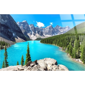 Moraine Vista - 40&quot x 60&quot - Tempered Glass - Blue - Living Room Wall Decor