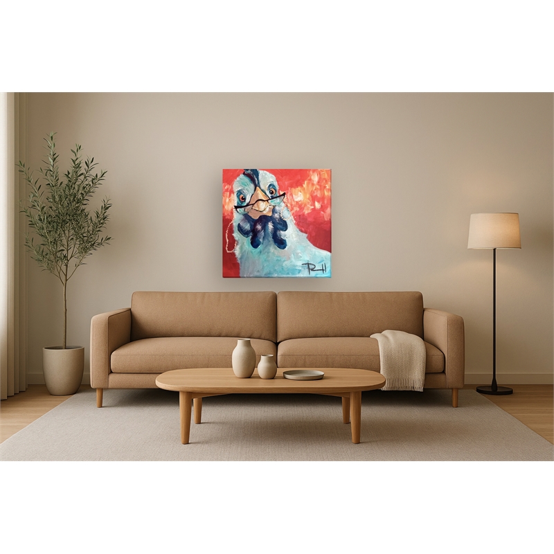 Whimsical Chicken with Glasses Canvas Wall Art - 32