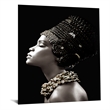 Woman Side Profile Rhinestones Frameless Tempered Glass Wall - Multicolor