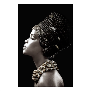Woman Side Profile Rhinestones Frameless Tempered Glass Wall - Multicolor