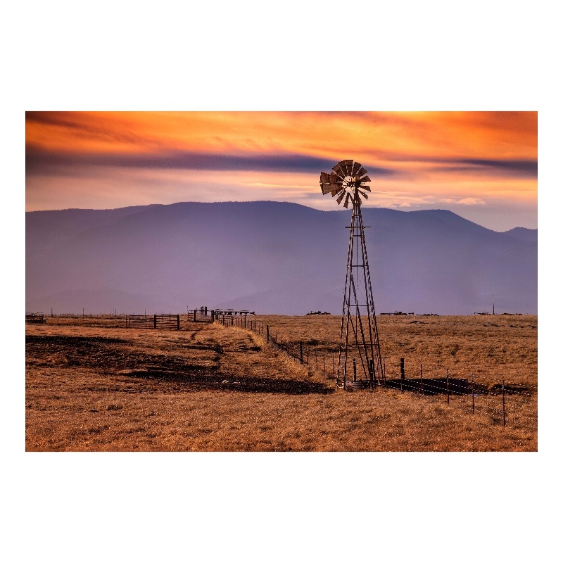 Windmill on the Prairie Frameless Tempered Glass Wall Art - Multicolor
