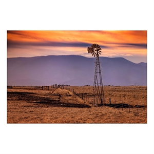 Windmill on the Prairie Frameless Tempered Glass Wall Art - Multicolor