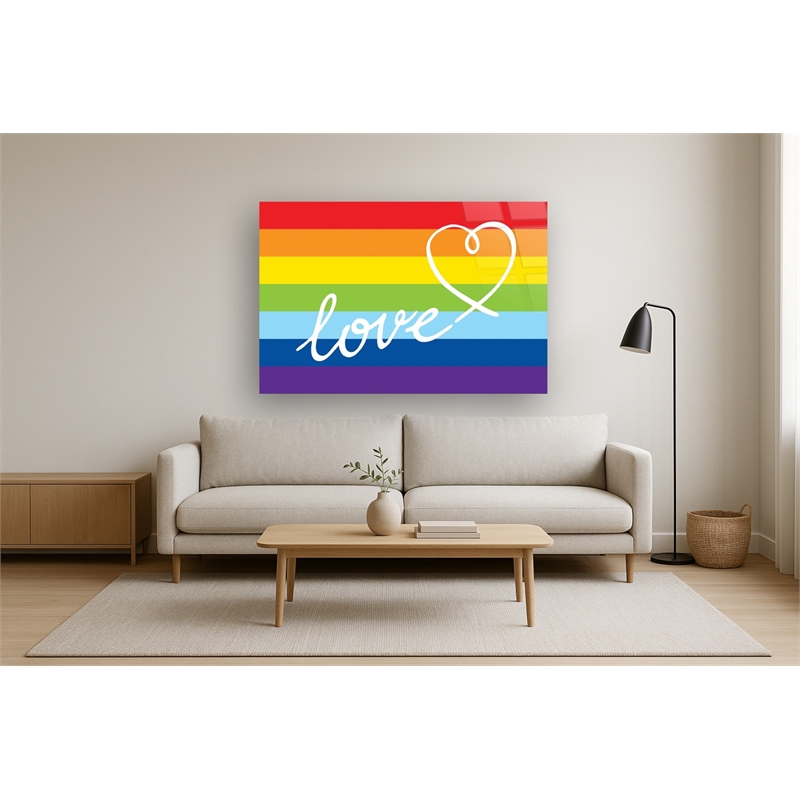 Love Rainbow Frameless Tempered Glass Wall Art - 60