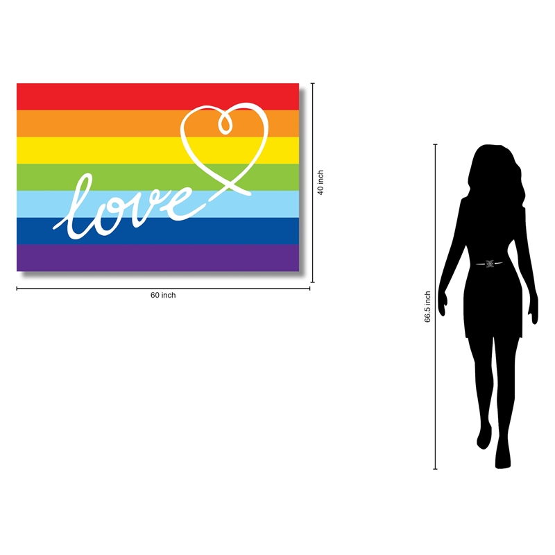 Love Rainbow Frameless Tempered Glass Wall Art - 60