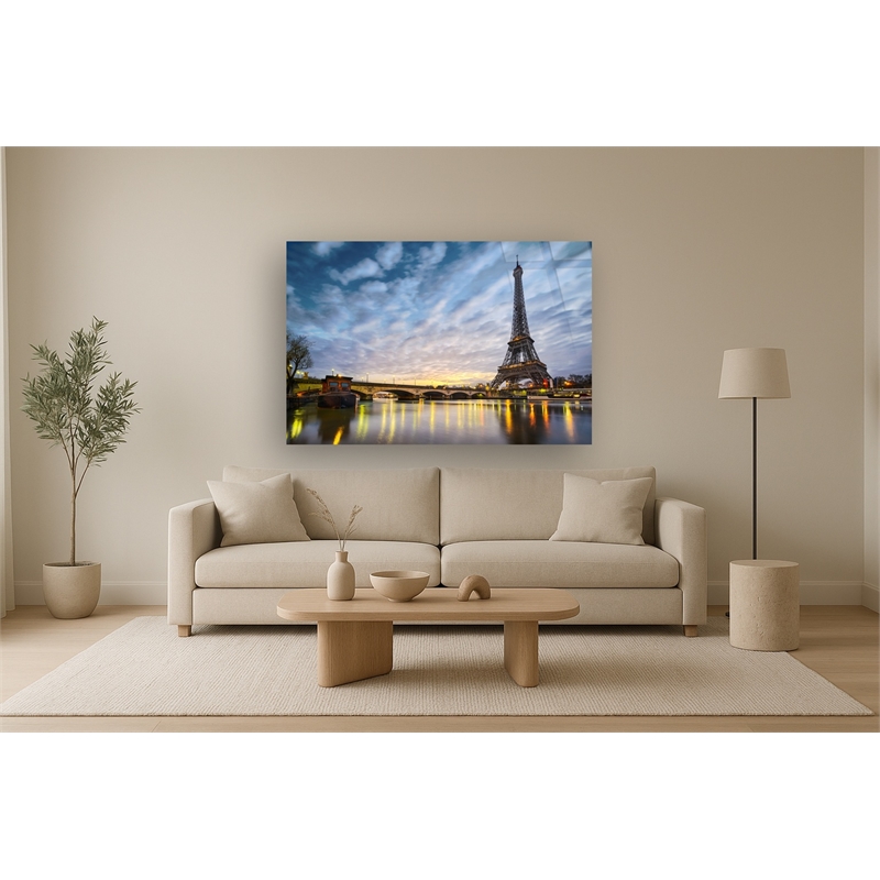 Night in Paris Frameless Tempered Glass Wall Art - 60