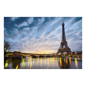 Night in Paris Frameless Tempered Glass Wall Art - 60&quot x 40&quot - Multicolor