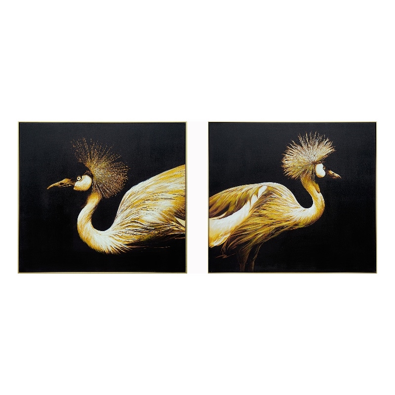 Golden Majesty Crane Pair Canvas Wall Art - 78
