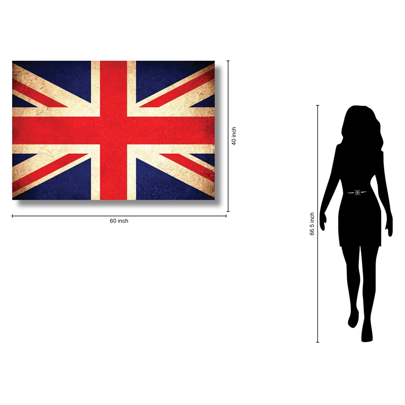 Vintage British Flag Art Frameless Tempered Glass Wall Art - Multicolor