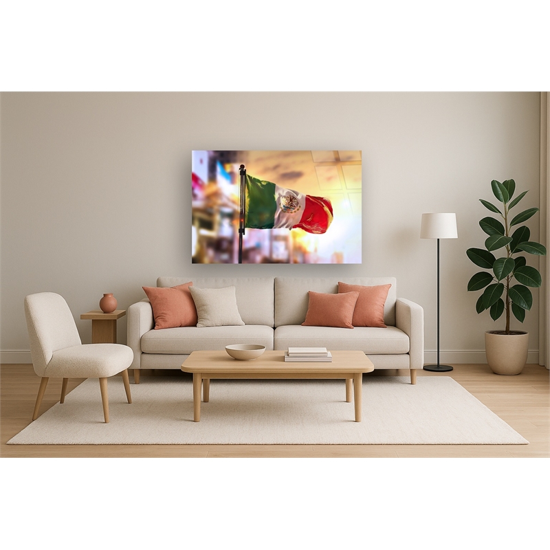 Mexican Flag Frameless Tempered Glass Wall Art - 60