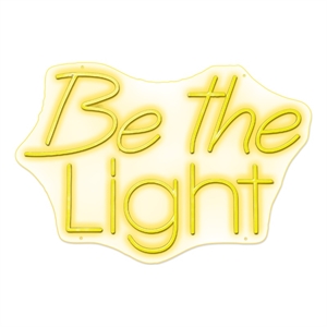Be the Light Neon Sign - 28&quot x 19&quot - Neon Yellow - Acrylic - Contemporary