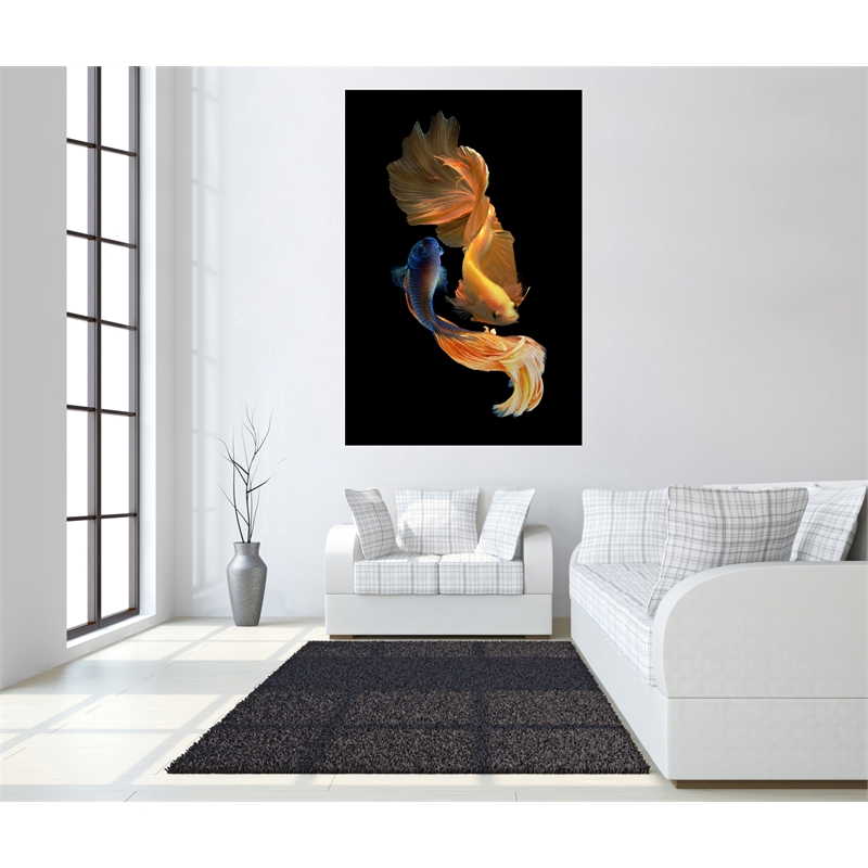 Ying Yang Fish Frameless Tempered Glass Wall Art - 40