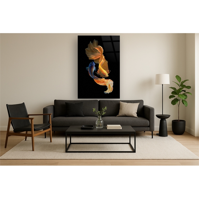 Ying Yang Fish Frameless Tempered Glass Wall Art - 40