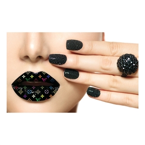 Design Her Lips Rhinestones Frameless Tempered Glass Wall Art - Multicolor