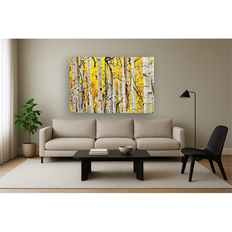 Yellow Aspen Frameless Tempered Glass Wall Art - 60