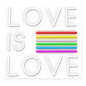 Love is Love Neon Sign - 20&quot x 21&quot - Multicolor - Acrylic - Contemporary