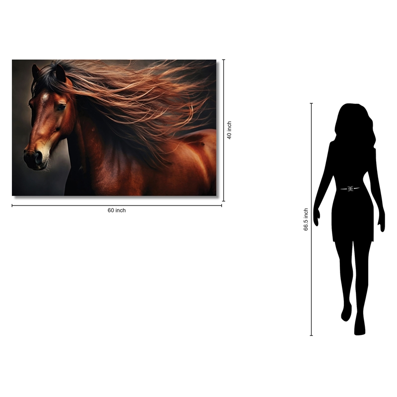 Chestnut Horse in the Wind Frameless Tempered Glass Wall Art - Multicolor