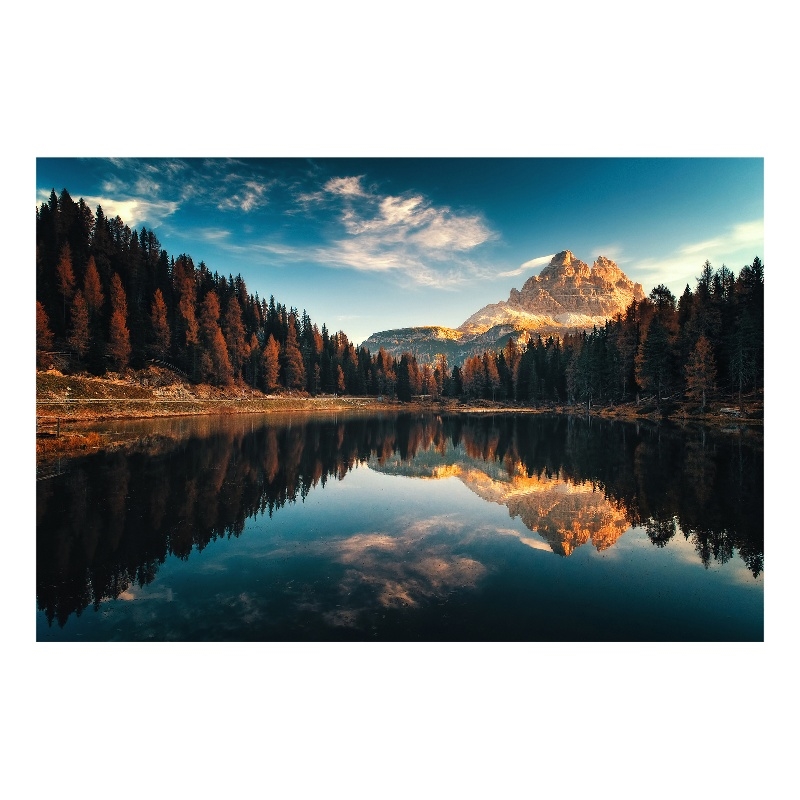 Mountain Reflection Frameless Tempered Glass Wall Art - Multicolor
