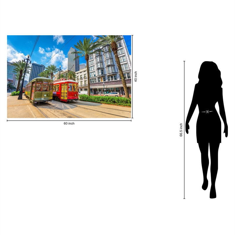 New Orleans Trolly Frameless Tempered Glass Wall Art - Multicolor