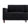 Elara Channel Tufted Transitional Convertible Sofa - Futon in Black Velvet