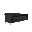 Elara Channel Tufted Transitional Convertible Sofa - Futon in Black Velvet