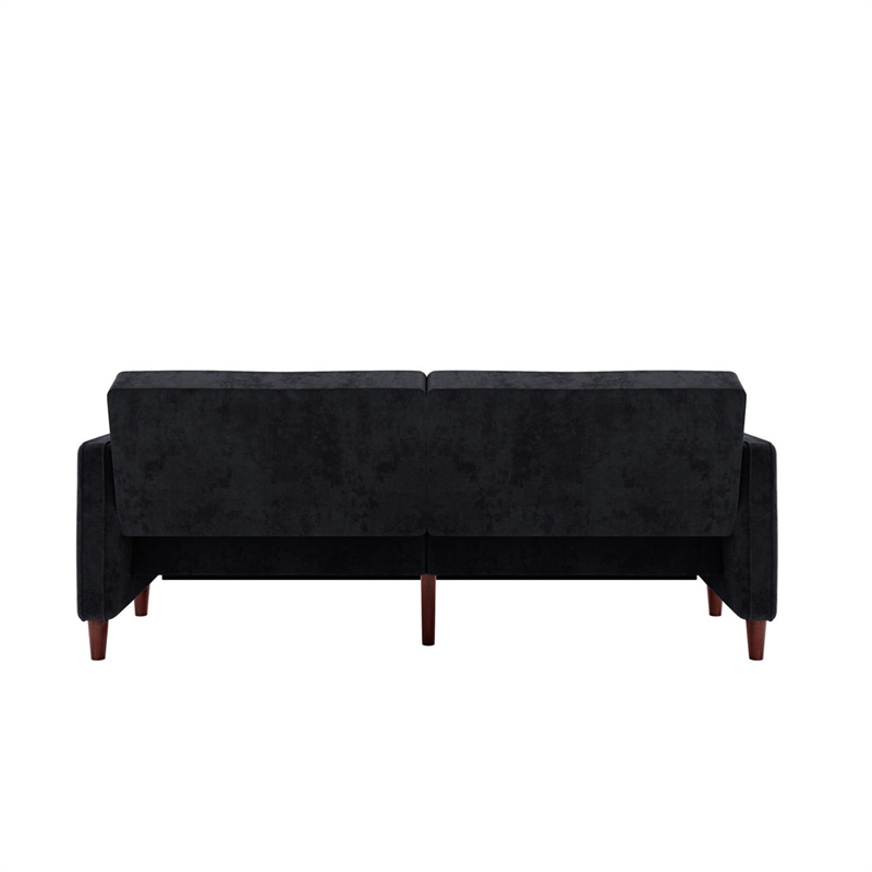Elara Channel Tufted Transitional Convertible Sofa - Futon in Black Velvet