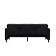 Elara Channel Tufted Transitional Convertible Sofa - Futon in Black Velvet